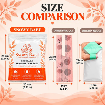 Snowy Babe Feminine Hygiene Disposal Bags – Self-Adhesive Sanitary Bags for Tampons, Pads & Liners