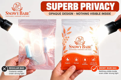 Snowy Babe Feminine Hygiene Disposal Bags – Self-Adhesive Sanitary Bags for Tampons, Pads & Liners